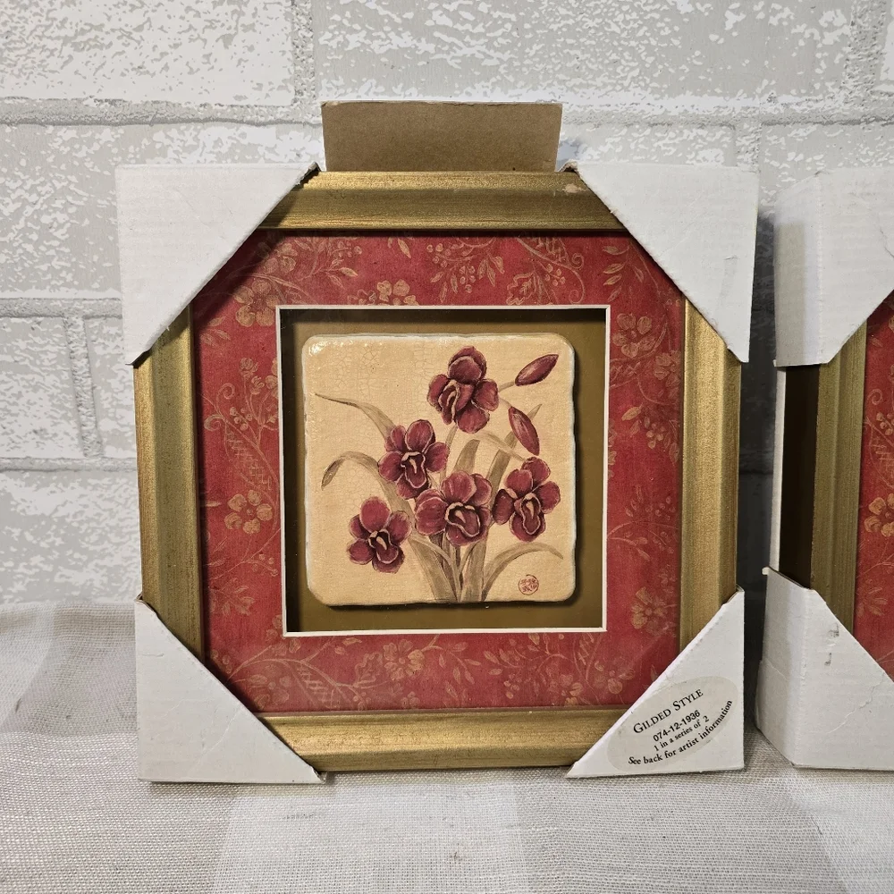 Target Home Gilded Floral Framed Tile Decor By Jo Moulton